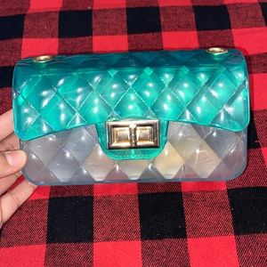 Blue & Clear Ombré Gel Crossbody/Clutch Purse